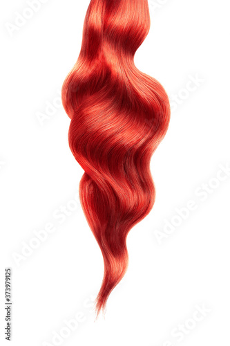 Red shiny hair on white background, isolated