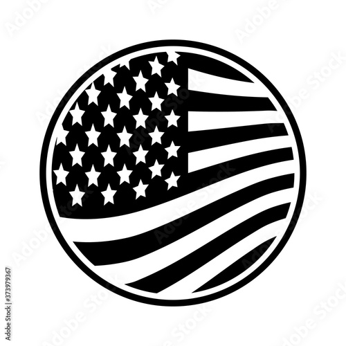 Round USA American Flag Icon Isolated