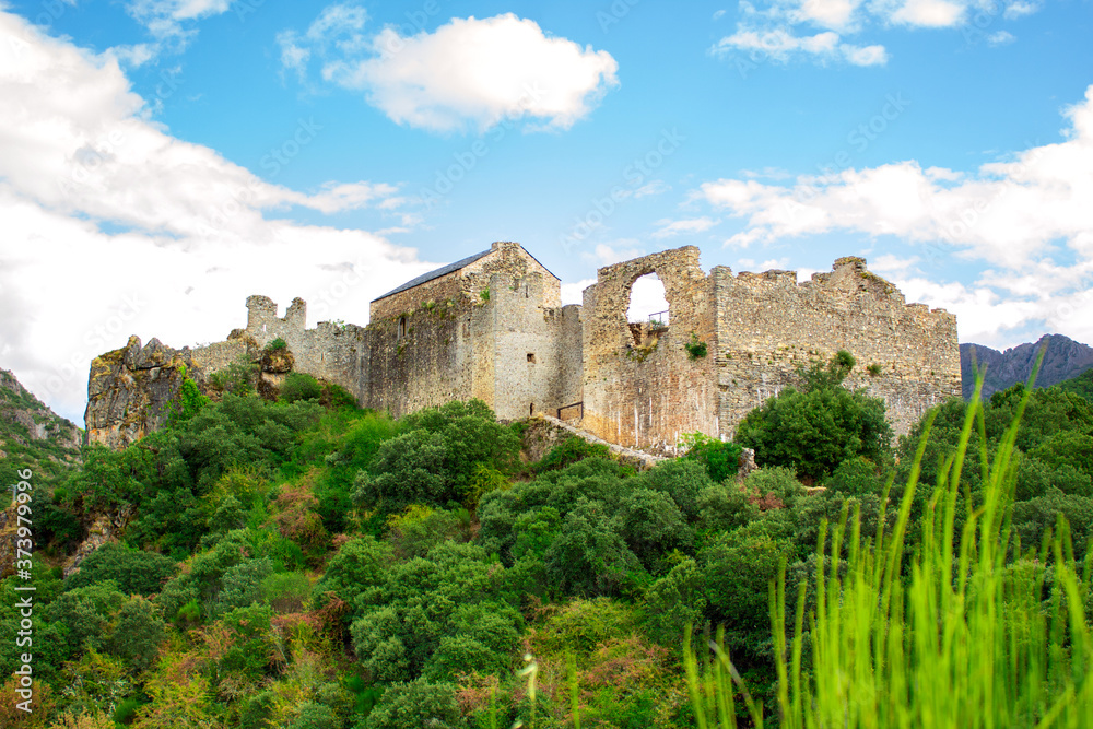View of Cornatel castle in Ponferrada, Spain