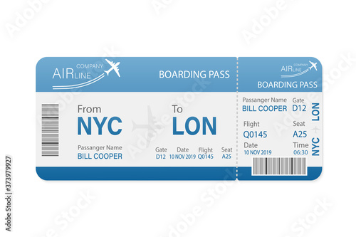 Flat airline tickets for concept design. Flat vector illustration. Business concept. Template vector.