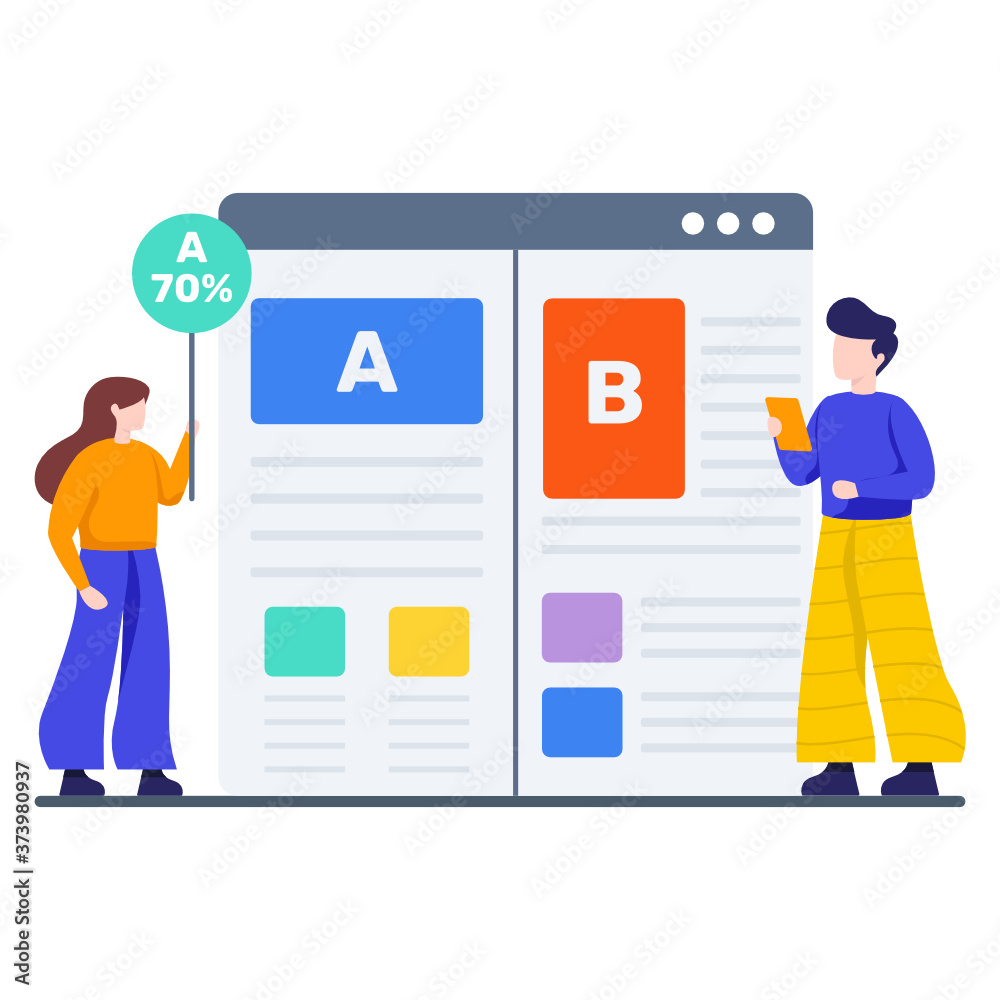 
App comparison method commonly known as ab testing flat illustration
