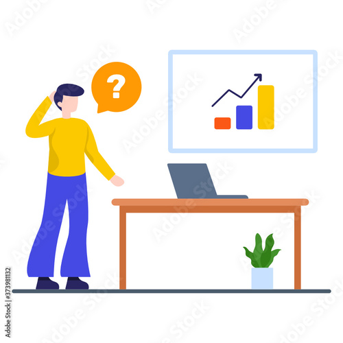 
Confused employee illustration design, confused man in flat style 
