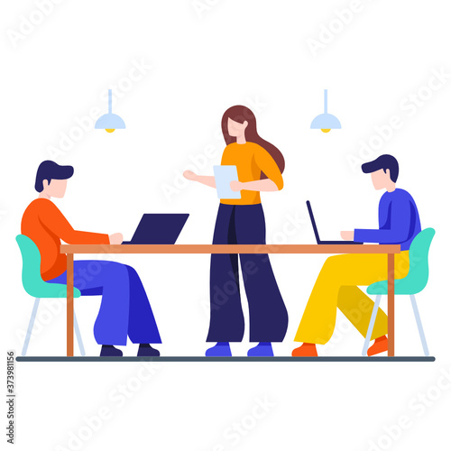 
Illustration of coworking space in flat style
