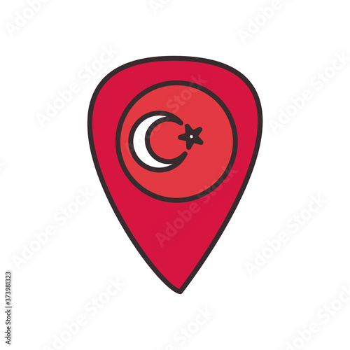 Free Download Turkish flag in gps mark shaped line and fill style icon vector design - GFXLoad
