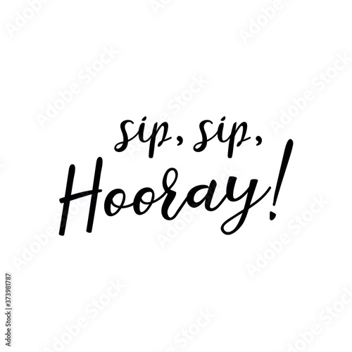 Sip, sip, hooray. Vector illustration. Lettering. Ink illustration. t-shirt design.