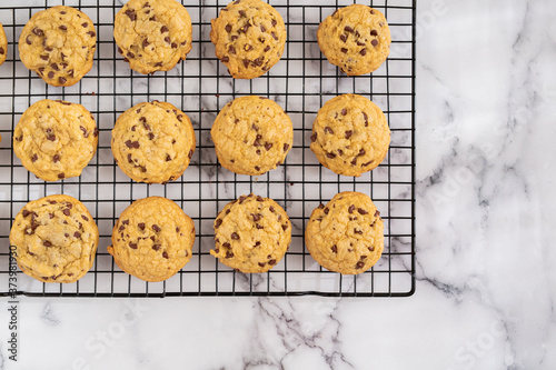 Chocolate Chip Cookies on Wire Cooling Rack