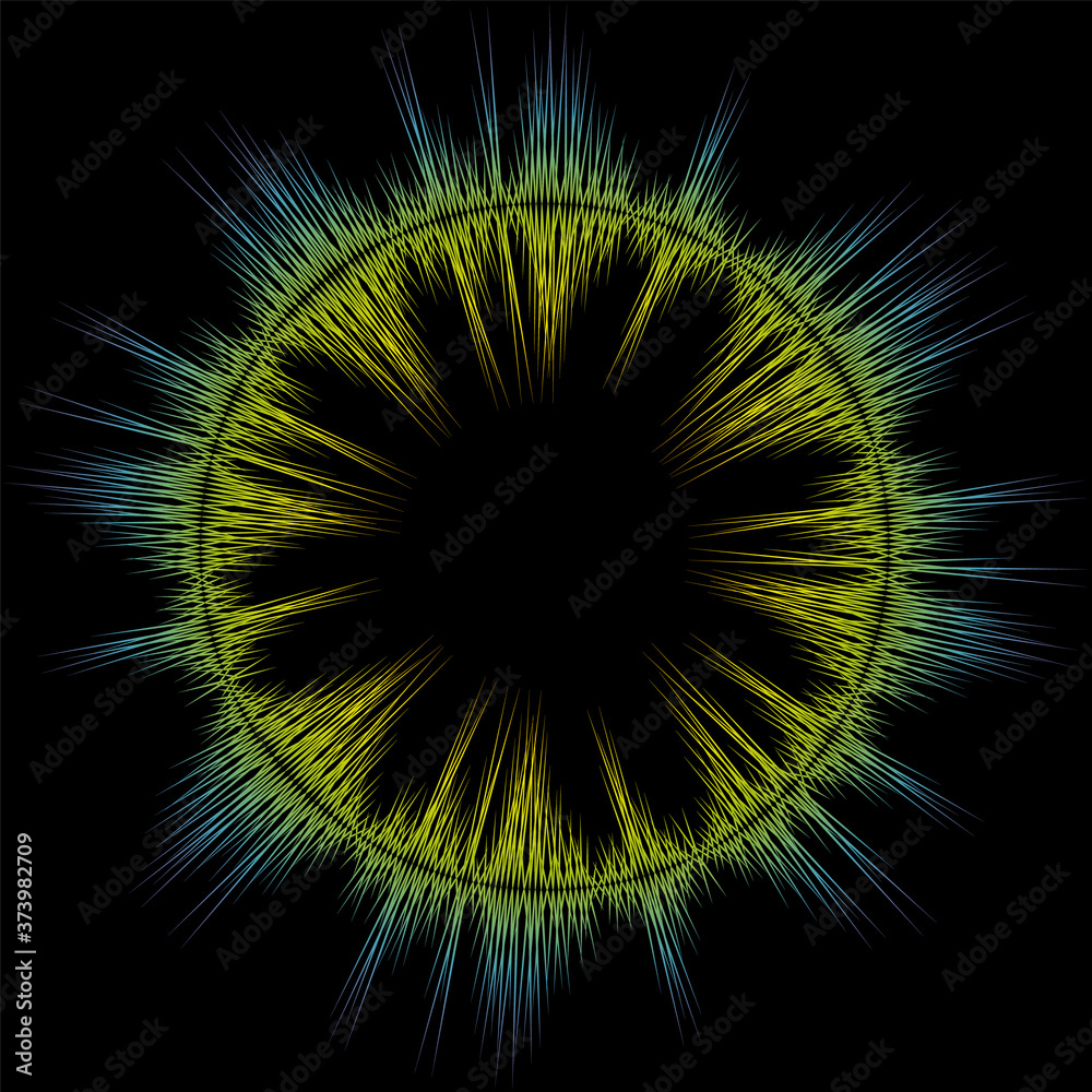 Obraz premium Circle music wave background. Jpeg colorful round wave banner. Audio pulse player waveform illustration.