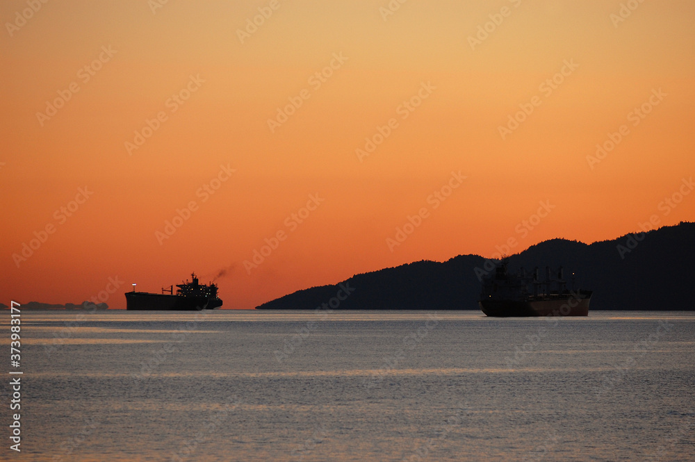 Ships waiting outside Vancouver