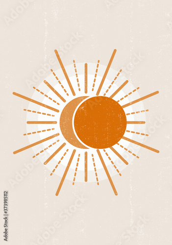Orange Sun print boho minimalist printable wall art
