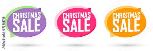 Christmas Sale set bubble banners design template, Xmas discount tags, app icons, vector illustration