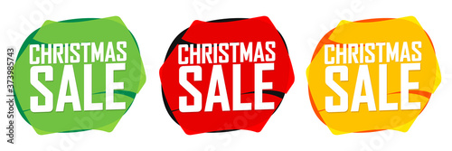 Christmas Sale set bubble banners design template, Xmas discount tags, app icons, vector illustration