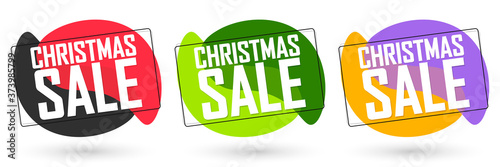 Christmas Sale set bubble banners design template, Xmas discount tags, app icons, vector illustration
