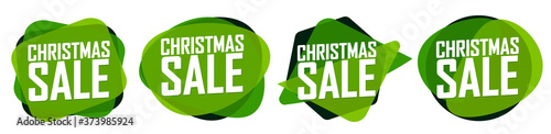 Christmas Sale set bubble banners design template, Xmas discount tags, app icons, vector illustration