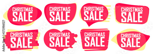 Christmas Sale set bubble banners design template, Xmas discount tags, app icons, vector illustration
