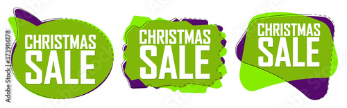 Christmas Sale set bubble banners design template, Xmas discount tags, app icons, vector illustration