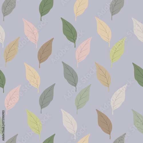 Autumn background with leaves. Line drawing. Multicolored autumn leaves seamless pattern with texture. Stylish background  textile or wrapping paper design. Vector illustration