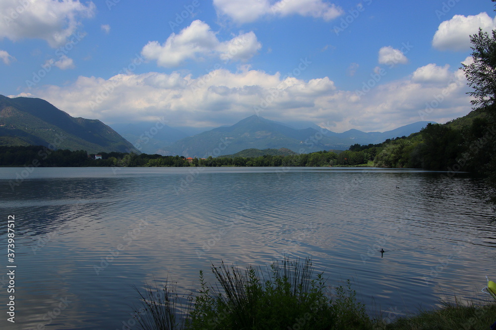 Views of the Avigliana lakes in Piedmont. 
