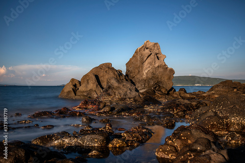 Long exposure in the rockery on the beach of Balikliova © muratti6868