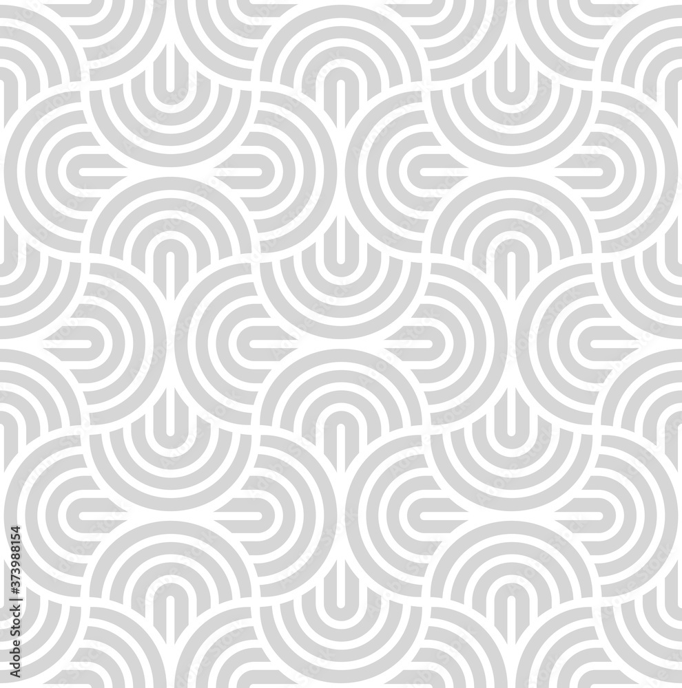 Vector seamless pattern with bold striped circles. Stylish geometric texture. Modern abstract background.