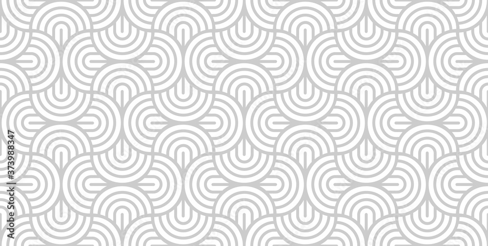 Vector seamless pattern with bold striped circles. Stylish geometric texture. Modern abstract background.