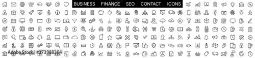 Thin line icons big set. Icons Business Office Finance Marketing Shopping SEO Contact.