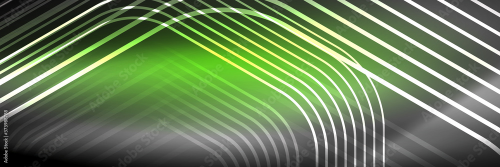 Shiny neon lines, stripes and waves, technology abstract background. Trendy abstract layout template for business or technology presentation, internet poster or web brochure cover, wallpaper Shiny neon lines, stripes and waves, technology abstract background. Trendy abstract layout template for business or technology presentation, internet poster or web brochure cover, wallpaper