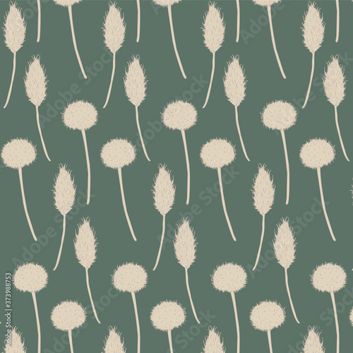 Dried pampas herbs. Seamless patterns. Wedding decor from grass. Wedding cards. Dry flowers. Natural pampas grass.