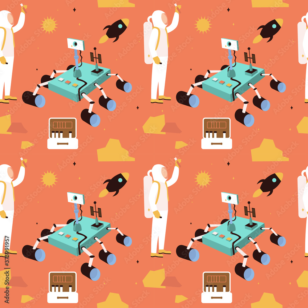 Metero Astronaut Print Pattern Floor Mat
