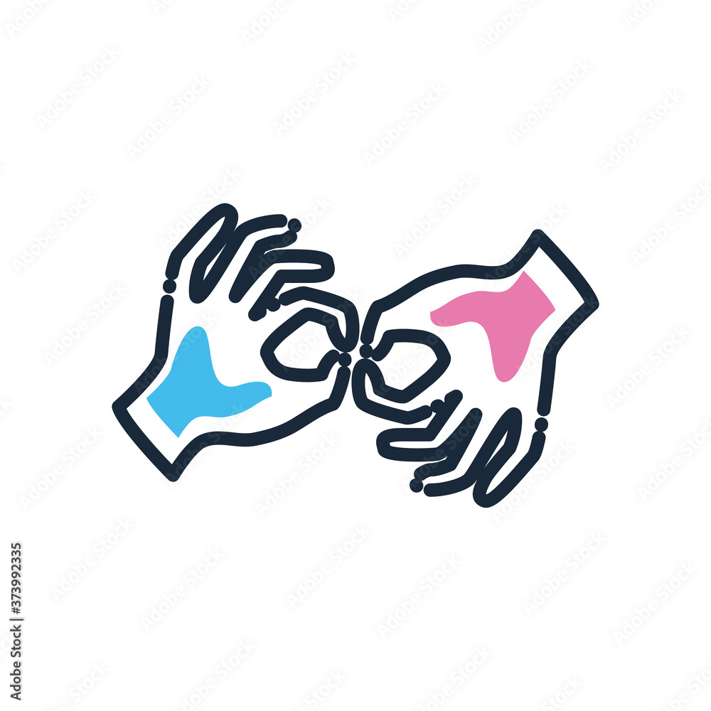 hands sign language line and fill style icon vector design hands sign language line and fill style icon vector design