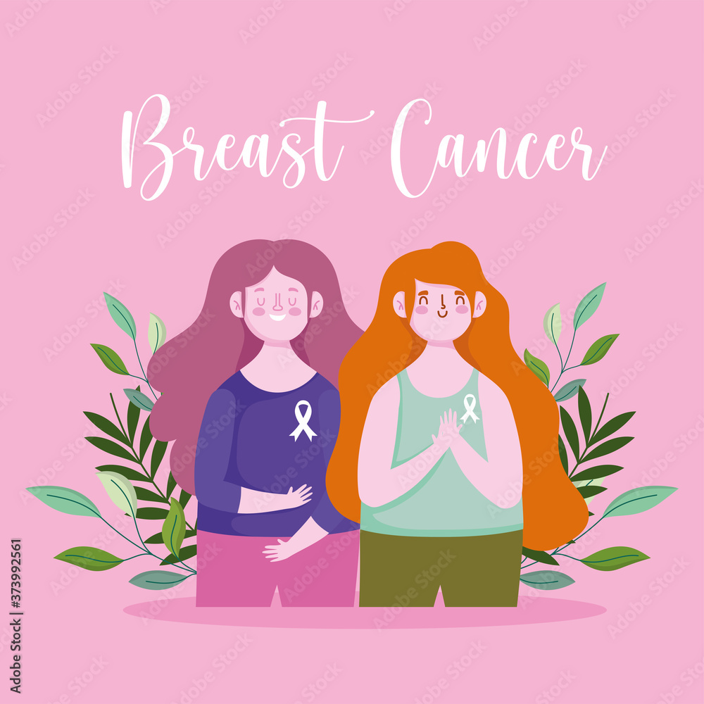 breast cancer awareness month women leaves design