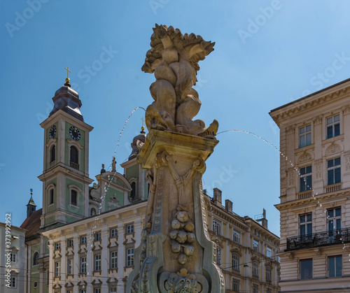 Neptunbrunnen am Hauptplatz in Linz an der Donau