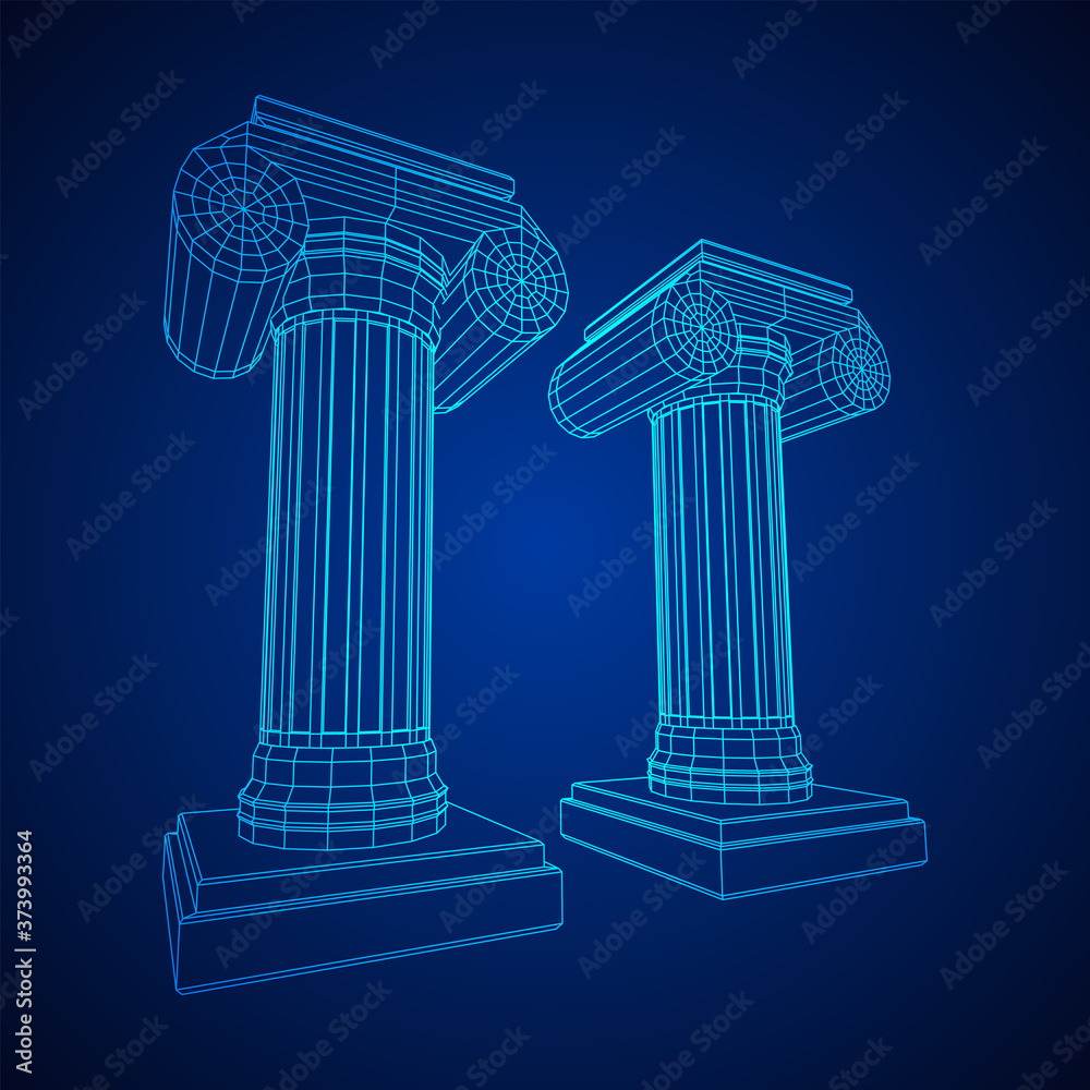 Greek ionic column. Ancient pillars. Greek ionic column. Ancient pillars.