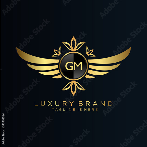 GM Letter Initial with Royal Template.elegant with crown logo vector, Creative Lettering Logo Vector Illustration.