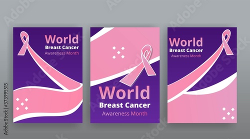 October Breast cancer Awareness month with pink ribbon poster