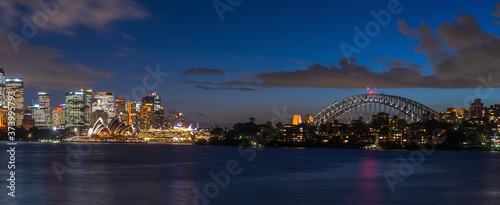 Panoramic views of Sydney harbour in New South Wales, Australia. 