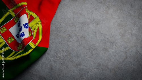 Flag of Portgual on concrete backdrop. Portuguese flag background with copy space