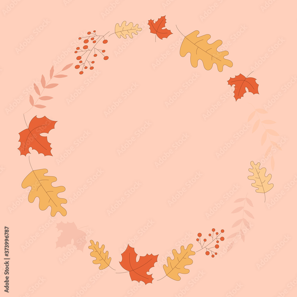 Hand drawn botanic frame with maple leaves, oak leaves. Floral frame vector illustration. Autumn leaves border for social network, highlights, stickers, print. Hand drawn botanic frame with maple leaves, oak leaves. Floral frame vector illustration. Autumn leaves border for social network, highlights, stickers, print.