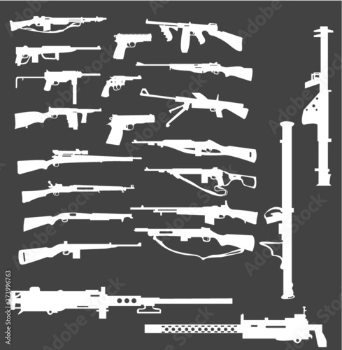 World War II weapons icon set