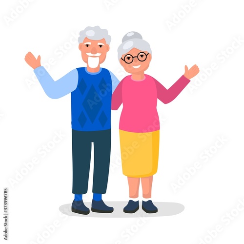 Happy Grandparents Day Greeting with smiling grandfather and grandmother vector illustration