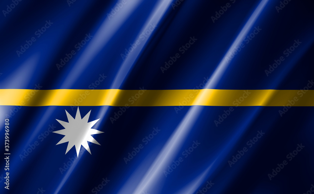 Obraz premium 3D rendering of the waving flag Nauru