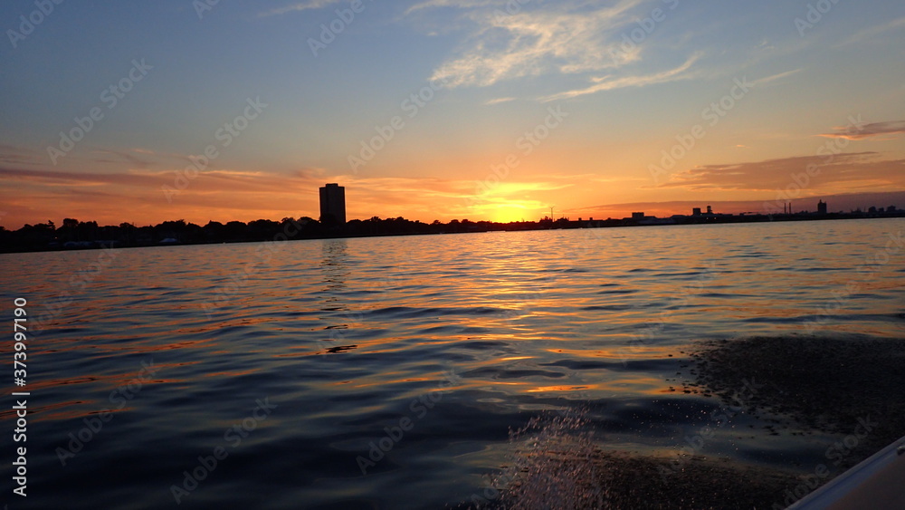 Milwaukee at sunset from Lake Michigan