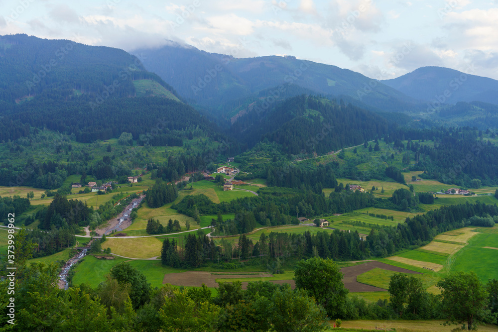 Mountain landscape at Tesero, in Fiemme valley
