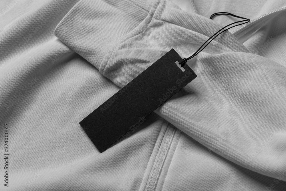 Blank Black Rectangular Clothing Tag, Label Mockup Template on White ...