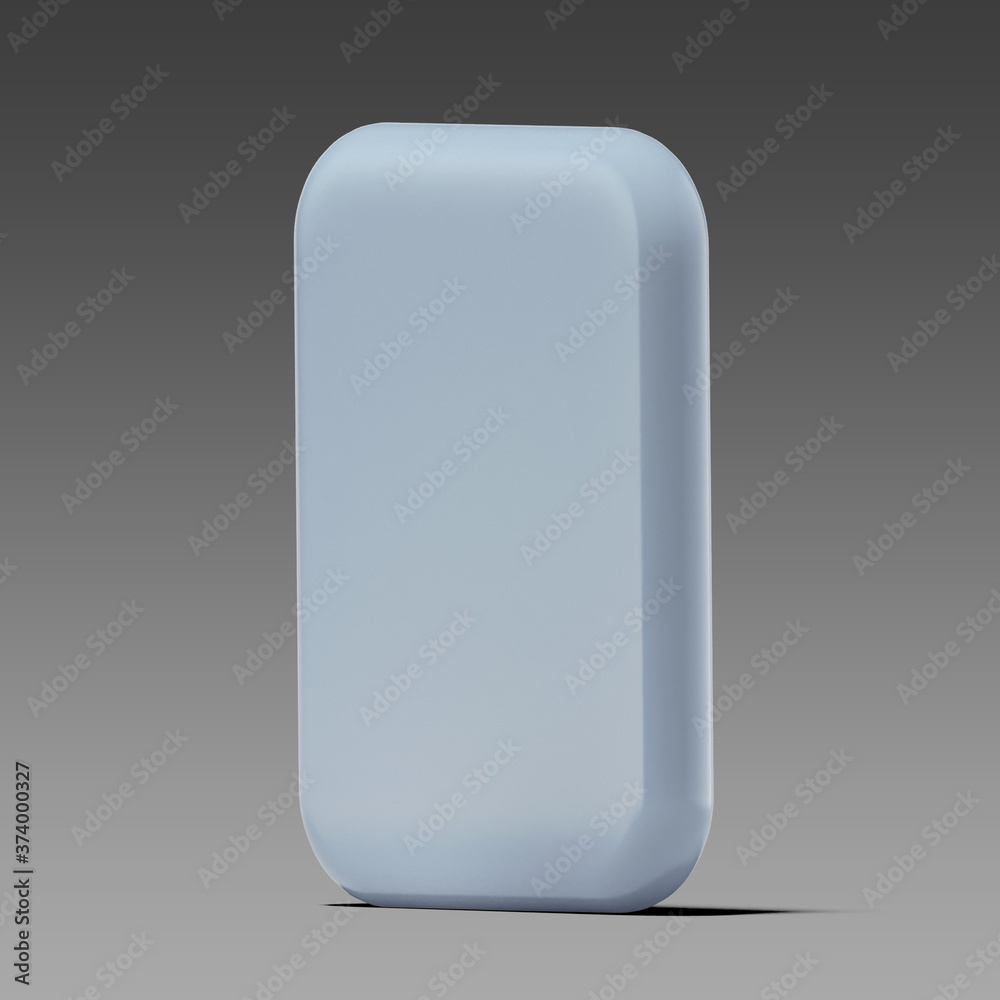 Creative White Glossy Plastic Rectangular Abstract Geometric Figure On Gray Background. 3d Rendering Creative White Glossy Plastic Rectangular Abstract Geometric Figure On Gray Background. 3d Rendering