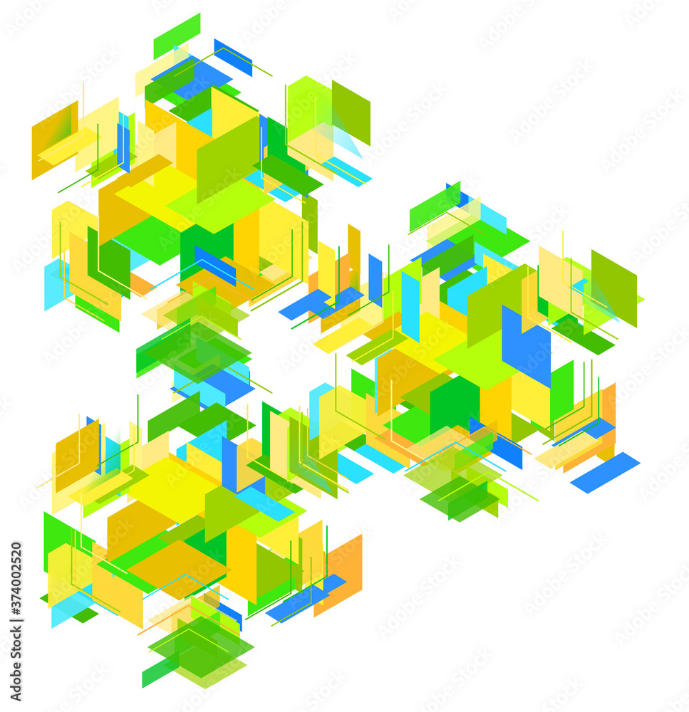 Modern Flat Isometric Background. Colorful Vector Texture with Parallelepipeds.