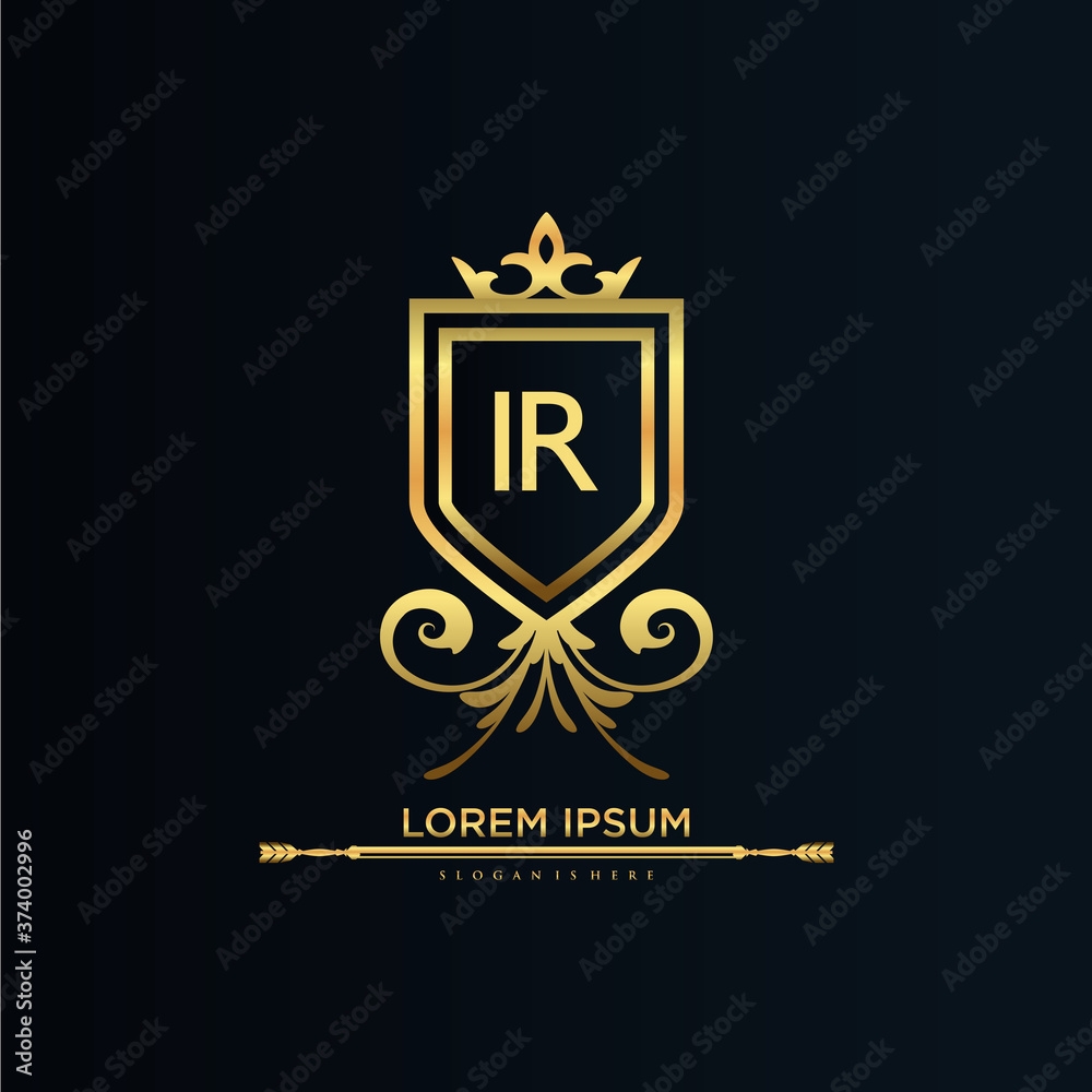 IR Letter Initial with Royal Template.elegant with crown logo vector ...