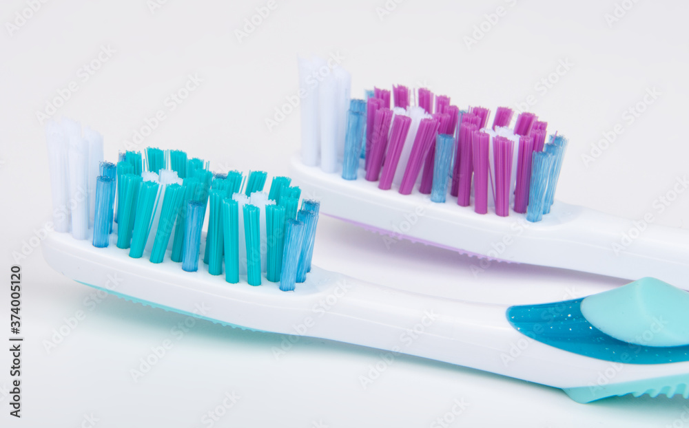 Two toothbrush for healthcare on the white background Two toothbrush for healthcare on the white background
