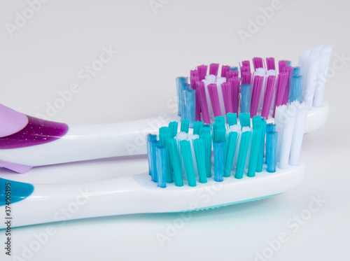 Two toothbrush for healthcare on the white background