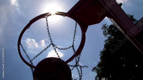 Solar playground with basketball ring