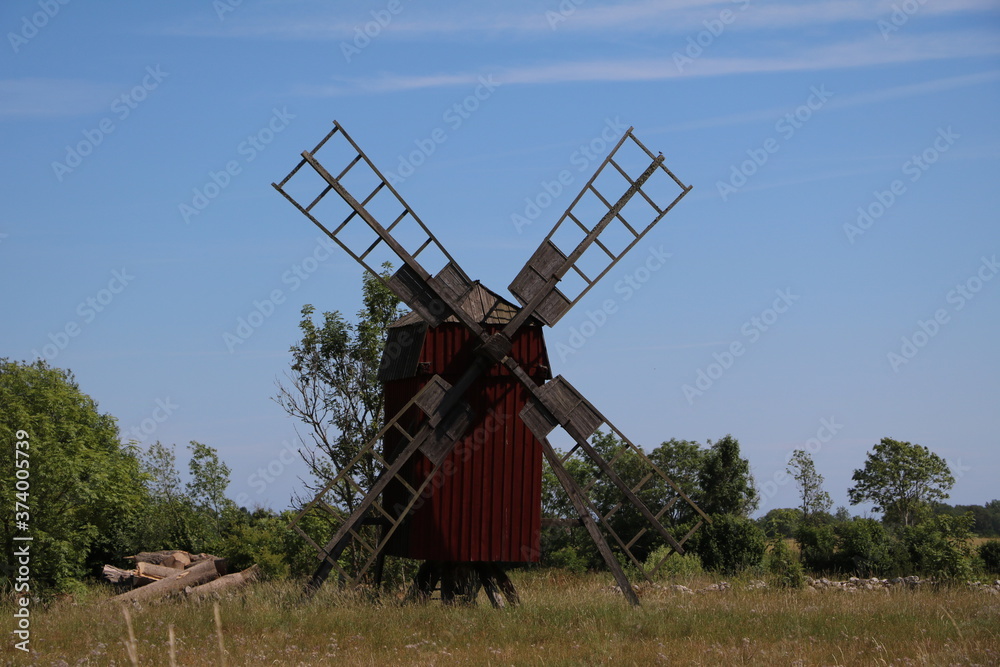 Fototapeta premium Historic windmill at Öland, Sweden